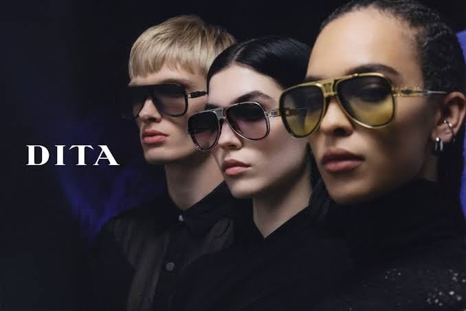 Three models in DITA metal brow aviators from the Vision by Amel collection