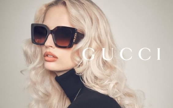 Model in oversized Gucci sunglasses from the Vision by Amel gallery